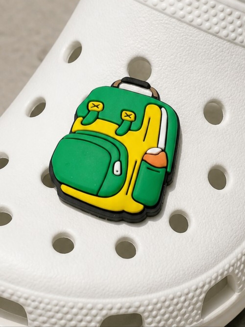 Green Backpack Back to School Book Bag 🎒 Rubber Shoe Croc Charms Bag Jewelry
